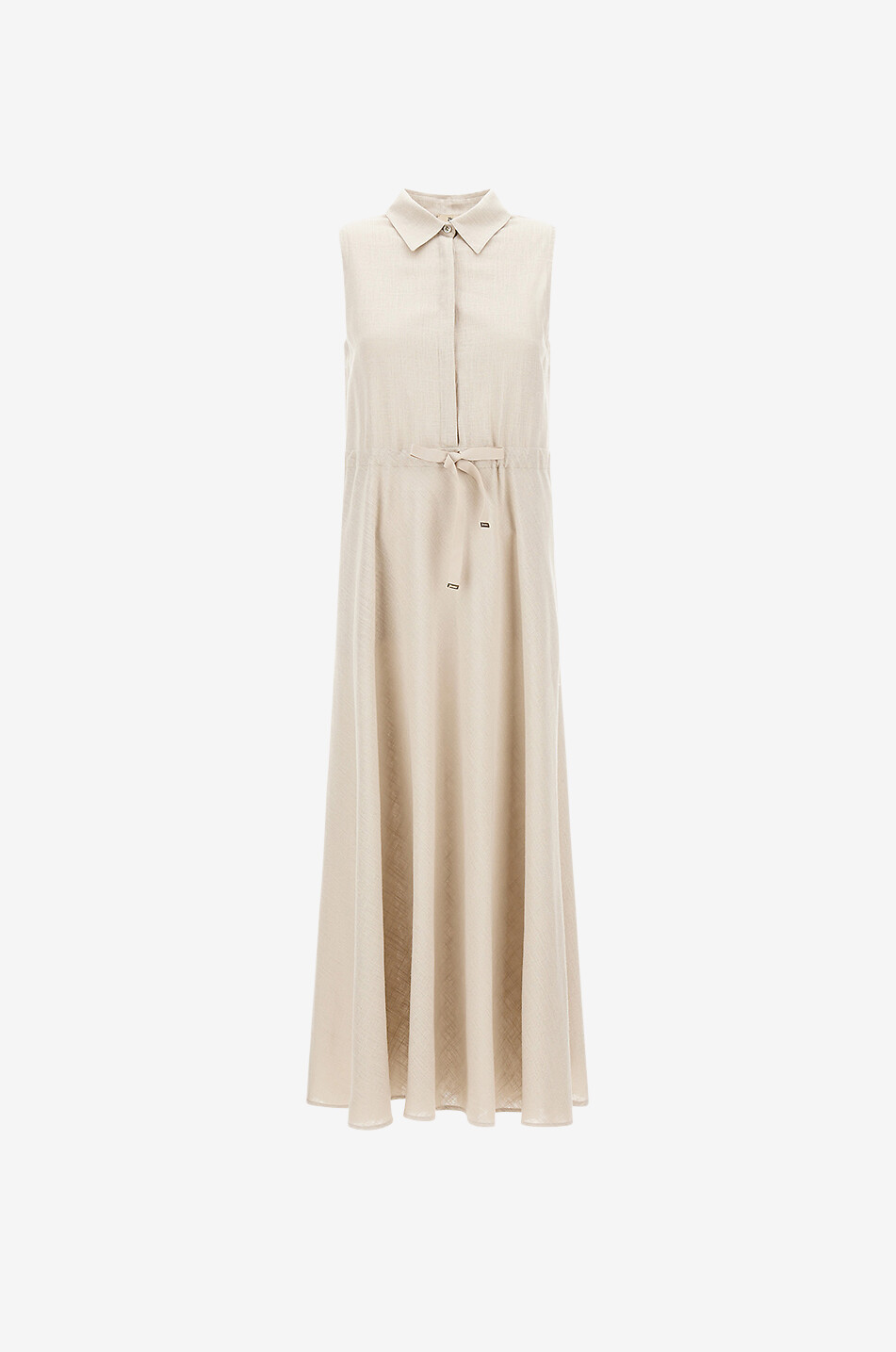 HERNO Sleeveless midi shirt dress with drawstring Women Light beige 1