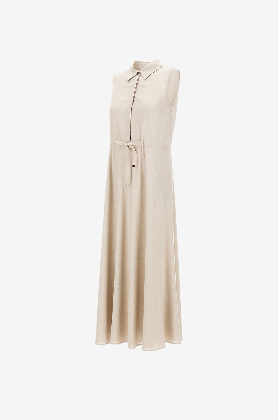 HERNO Sleeveless midi shirt dress with drawstring Women Light beige 7