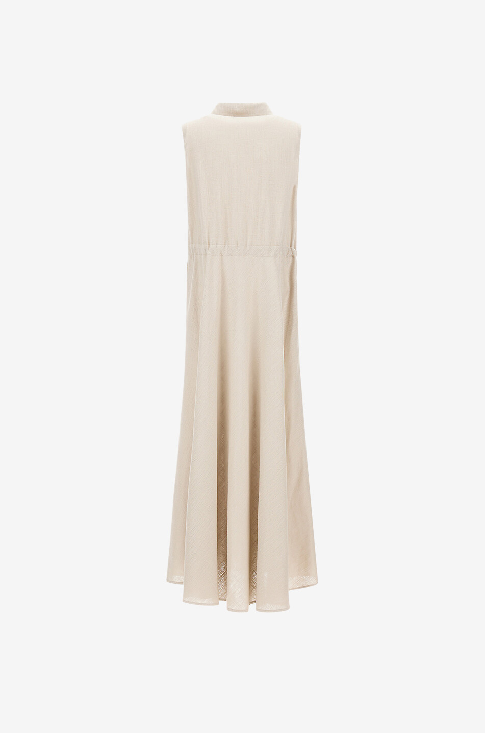 HERNO Sleeveless midi shirt dress with drawstring Women Light beige 8