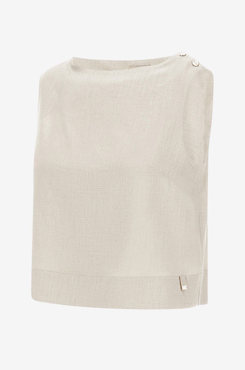 HERNO Top sans manches à col bateau Femme Beige clair 7