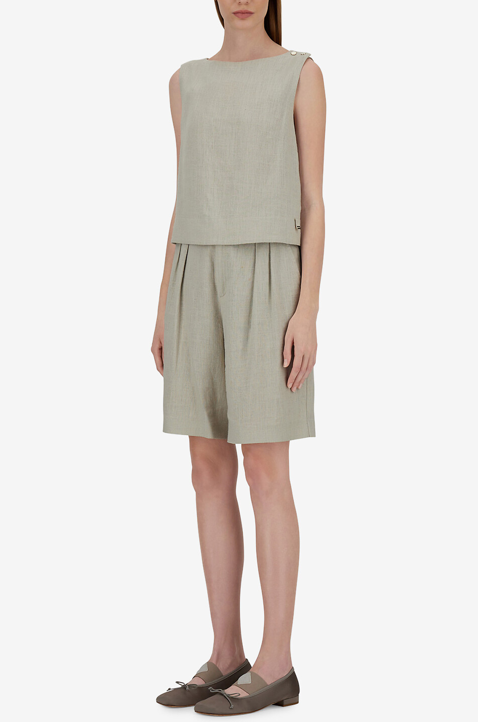 HERNO Top sans manches à col bateau Femme Beige clair 4