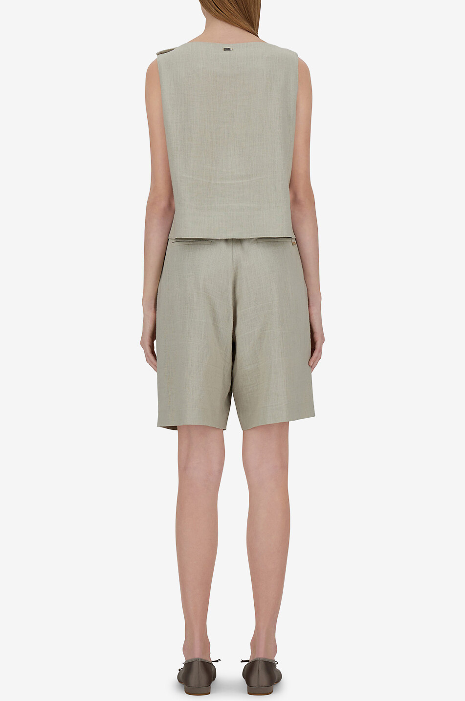 HERNO Top sans manches à col bateau Femme Beige clair 5