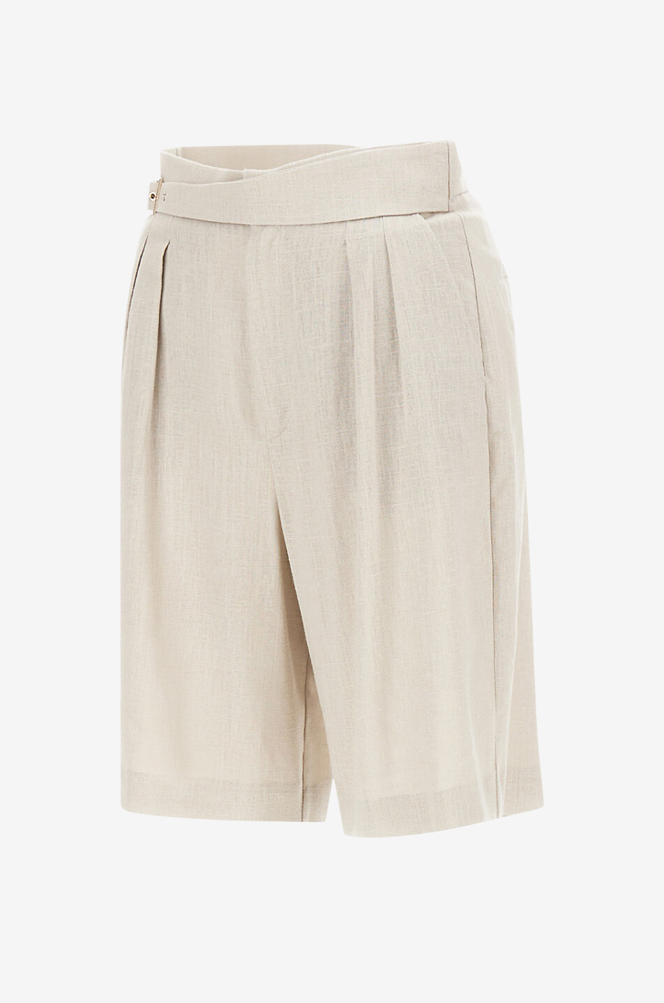 HERNO Fluid Bermuda shorts with waistband tucks Women Light beige 7