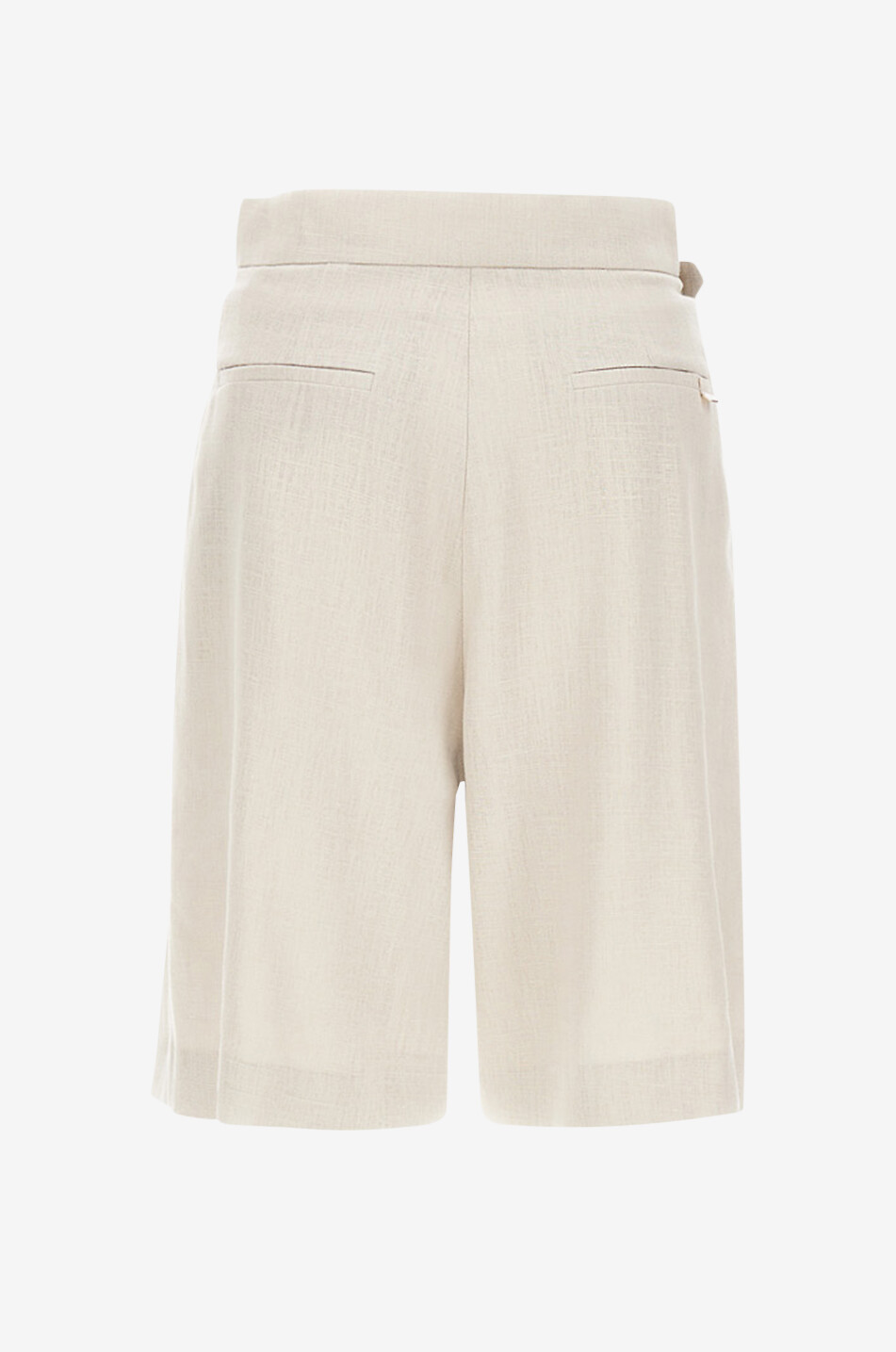 HERNO Fluid Bermuda shorts with waistband tucks Women Light beige 8