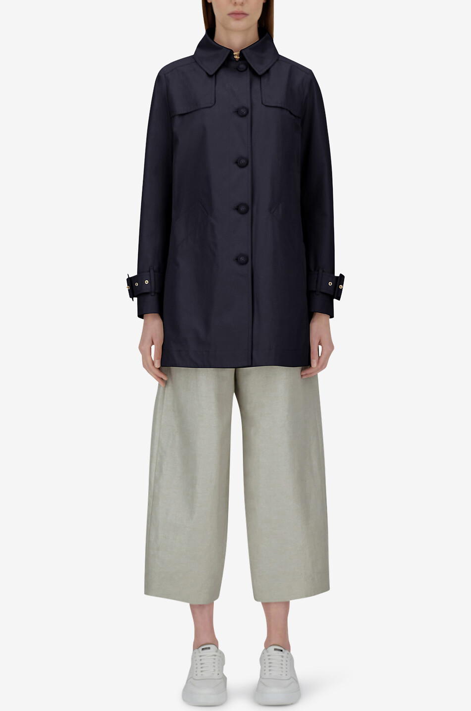 HERNO Trench trapèze en coton Femme BLEU FONCE 3