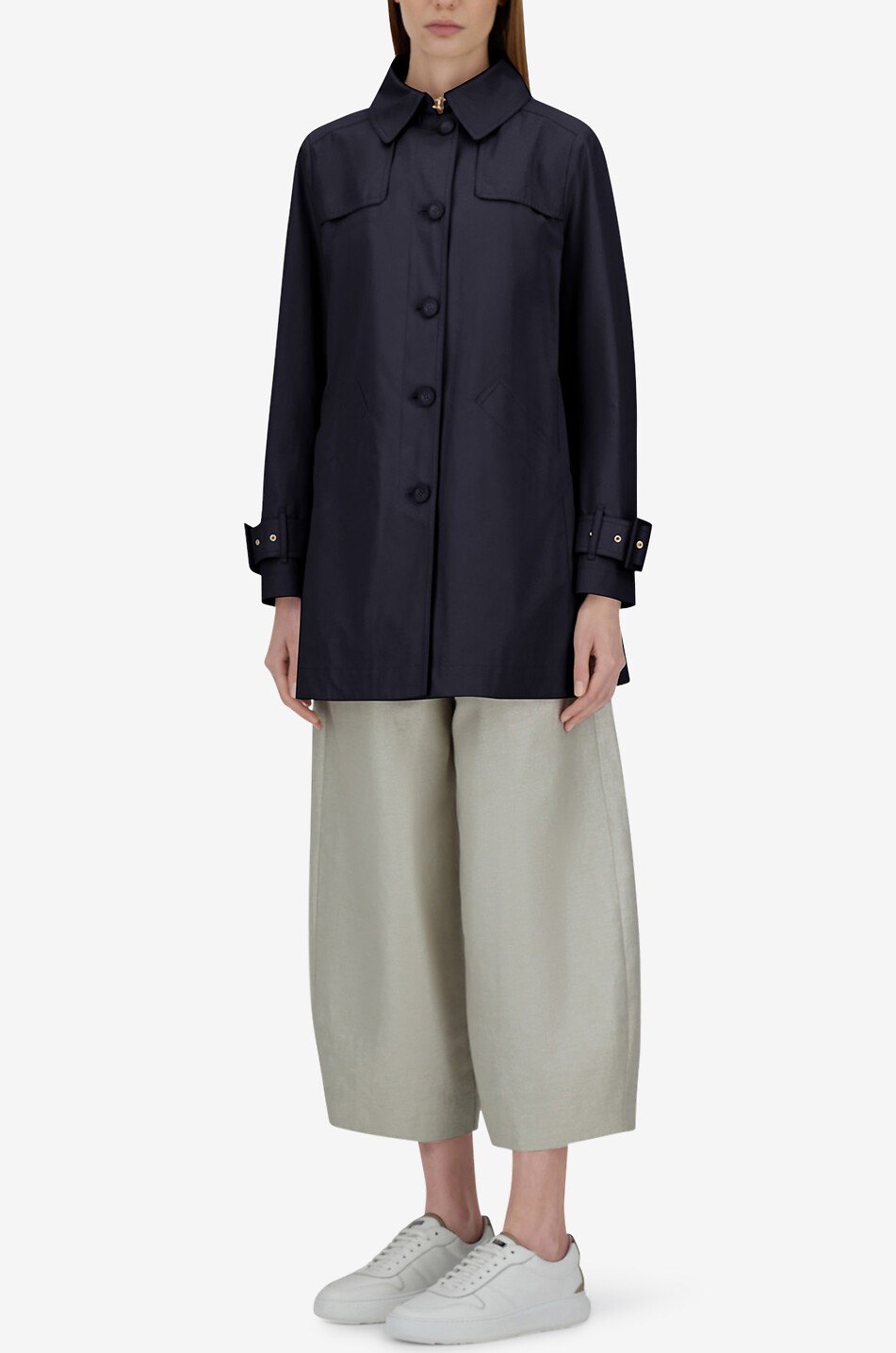 HERNO Trench trapèze en coton Femme BLEU FONCE 4