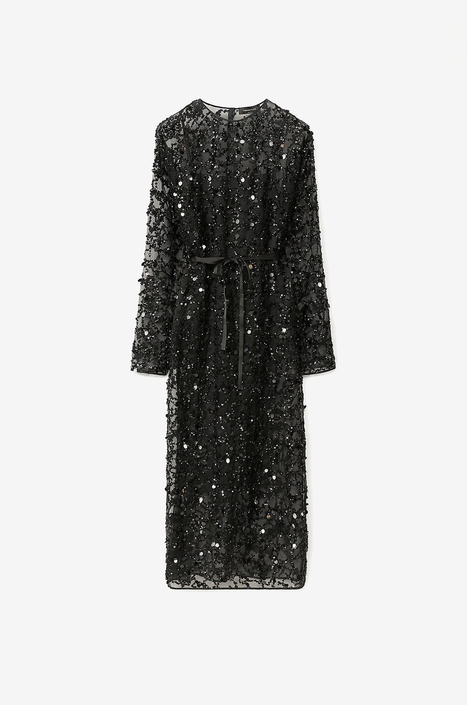 FABIANA FILIPPI Robe midi en organza de soie brodée sequins Femme NOIR 1