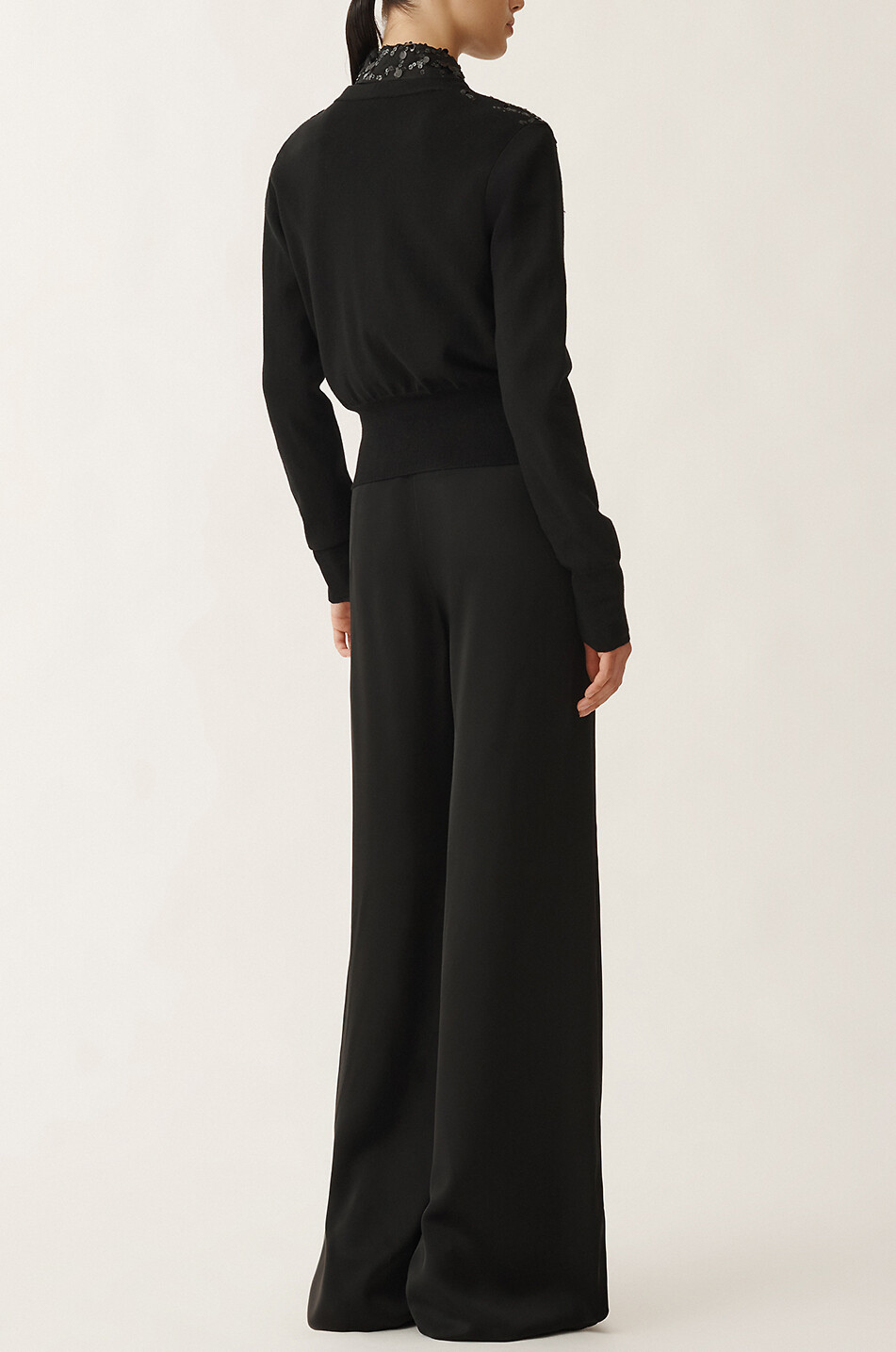 FABIANA FILIPPI Sequin-embellished cropped fine-gauge cardigan Women BLACK 5