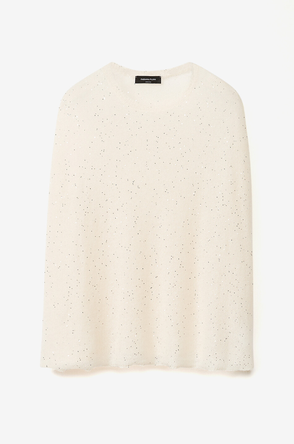 FABIANA FILIPPI Sequin-adorned mohair knit cape Women Light beige 1