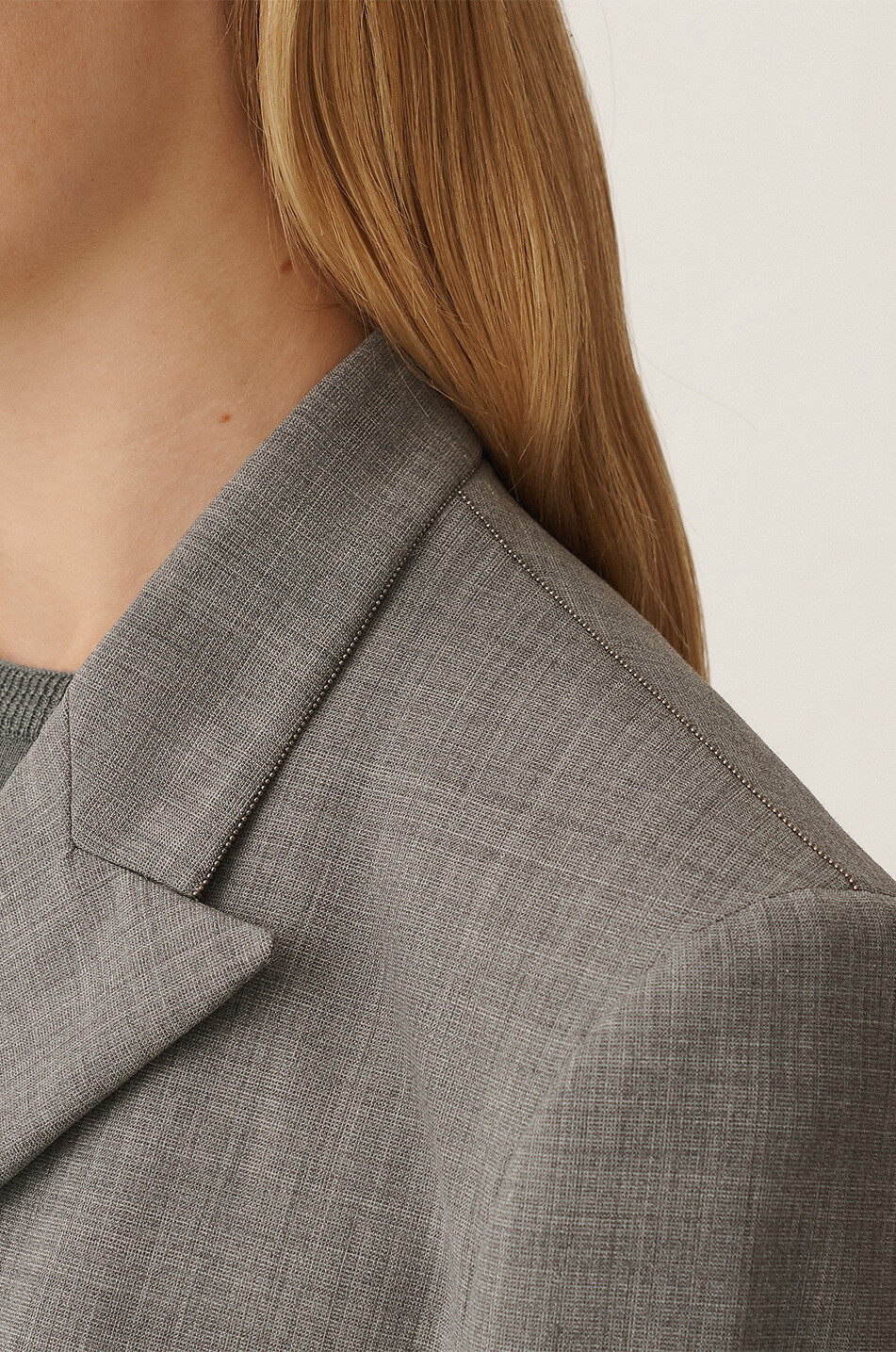 FABIANA FILIPPI Zweireihiger Wollblazer mit Diamanté-Faden Damen GRAU 6