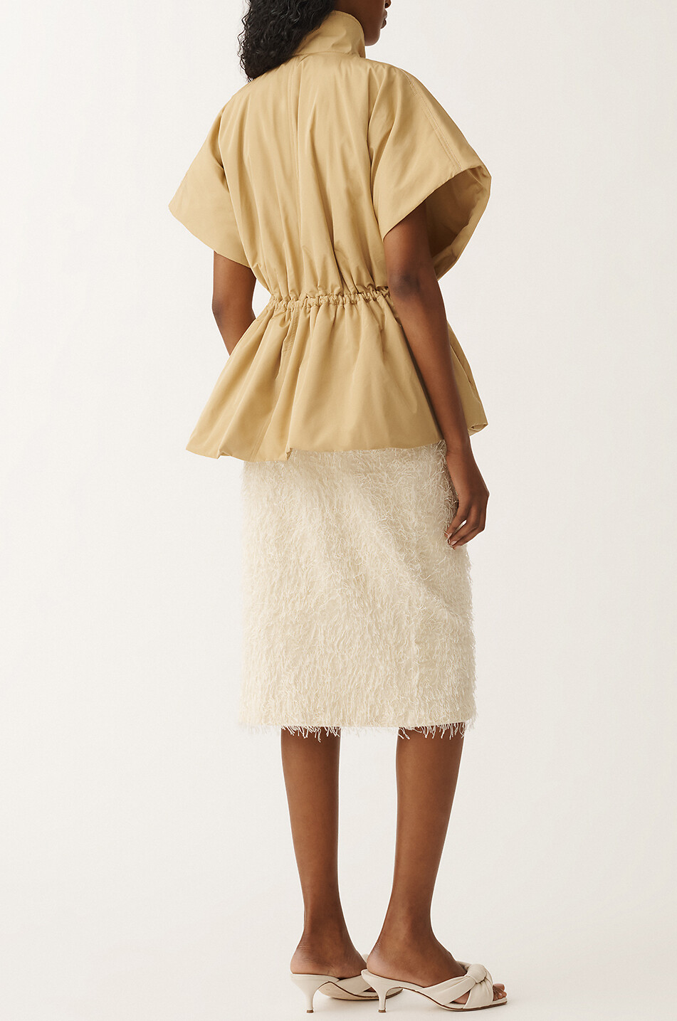 FABIANA FILIPPI Filo Diamanté padded taffetas cape Women GOLDEN 4