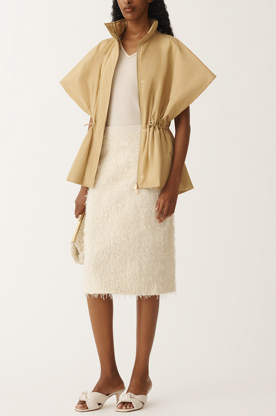 FABIANA FILIPPI Filo Diamanté padded taffetas cape Women GOLDEN 5