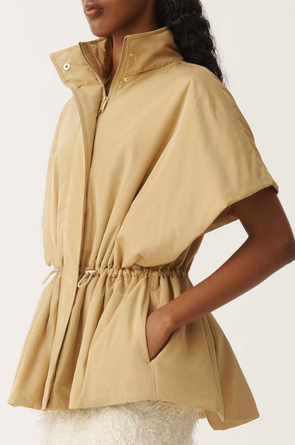 FABIANA FILIPPI Filo Diamanté padded taffetas cape Women GOLDEN 6