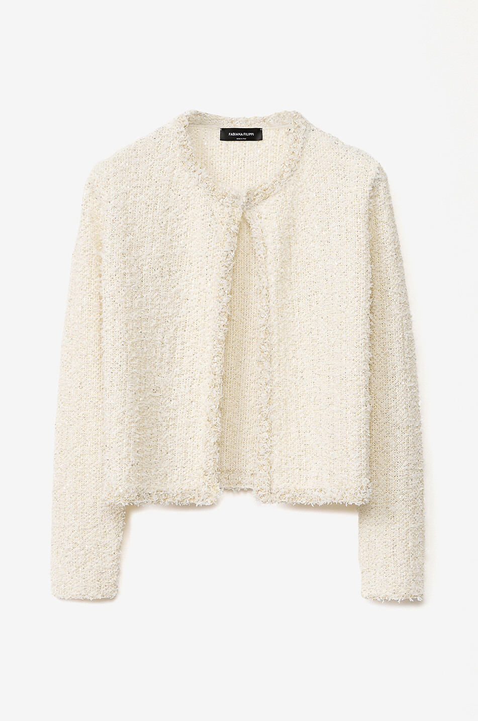 Glitzernder Tweed-Strick-Cardigan