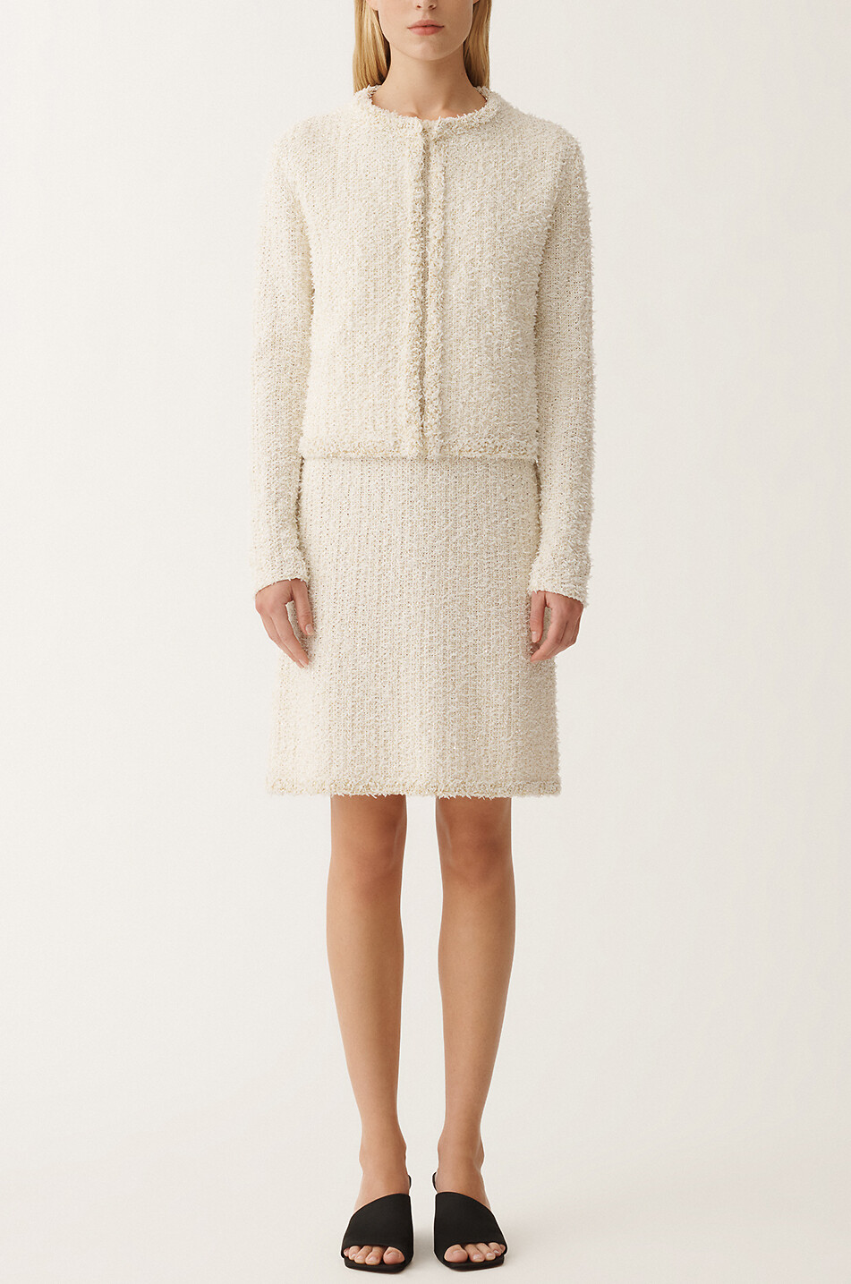 Glitzernder Tweed-Strick-Cardigan