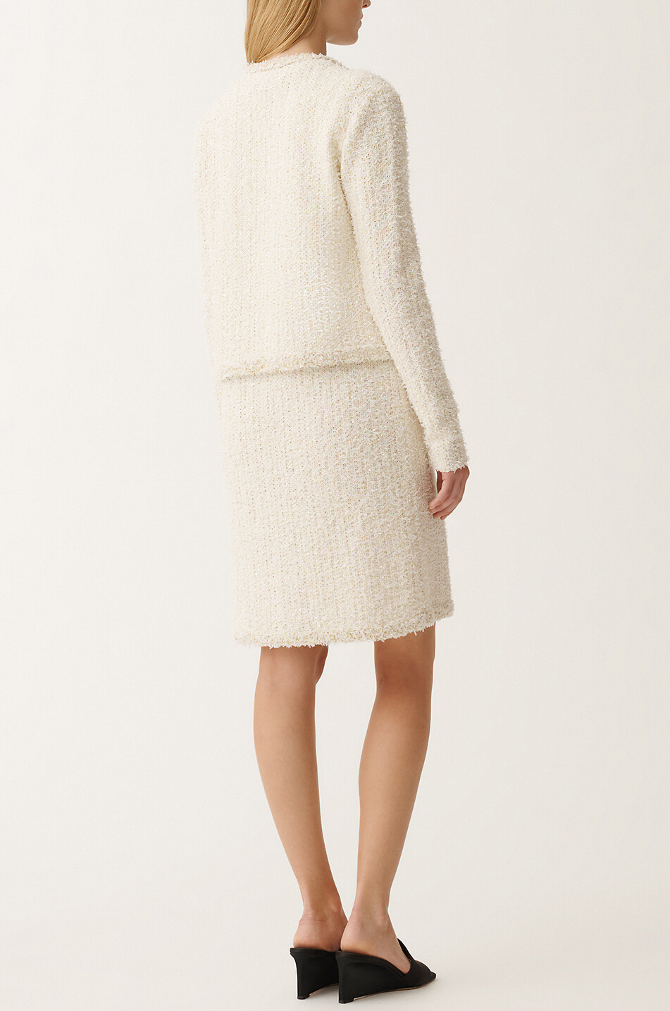 FABIANA FILIPPI Cardigan en maille tweed scintillante Femme BLANC 3