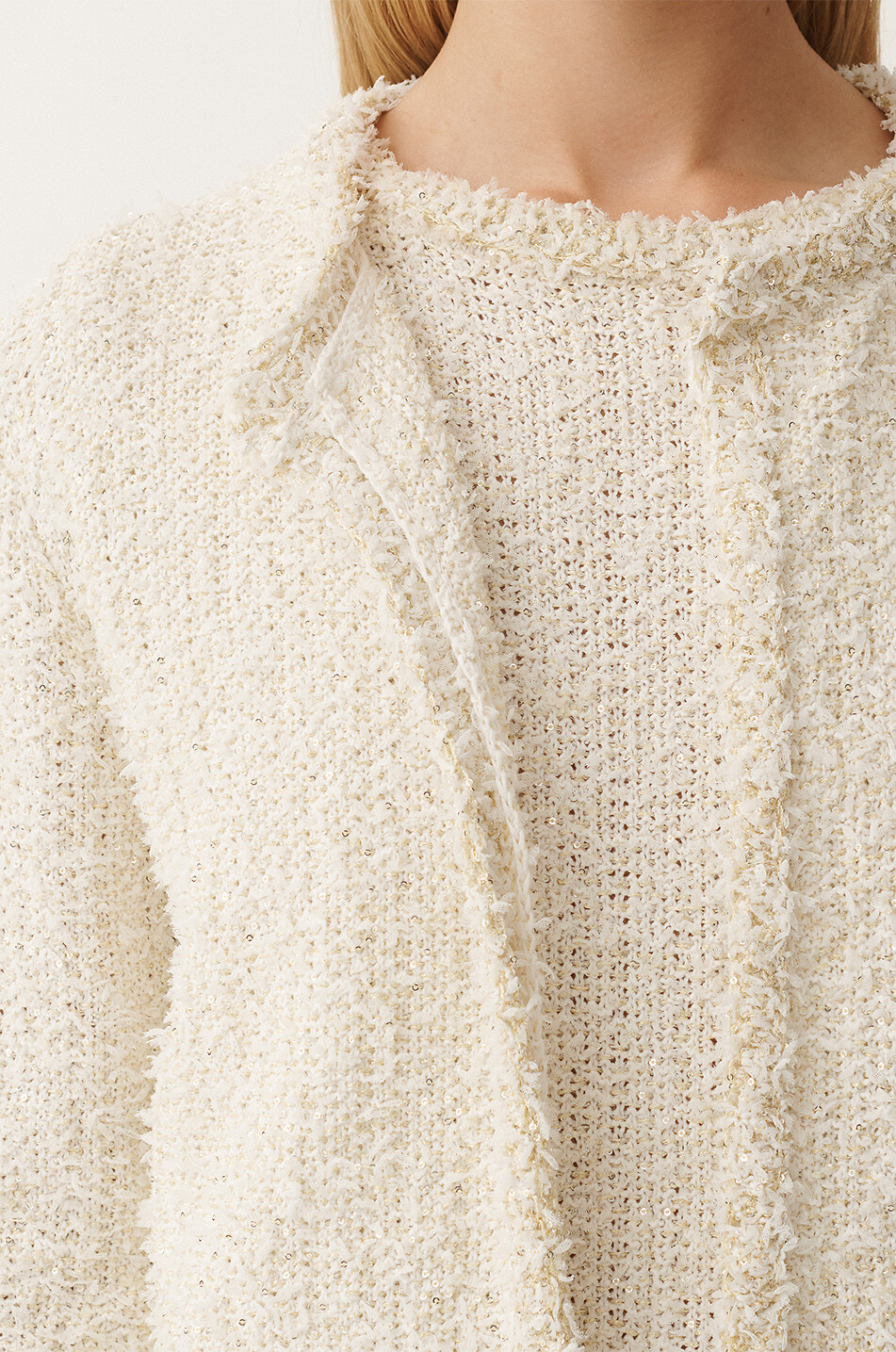FABIANA FILIPPI Cardigan en maille tweed scintillante Femme BLANC 5