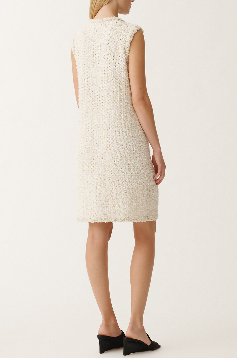 FABIANA FILIPPI Glittering tweed knit sleeveless sheath dress Women WHITE 3