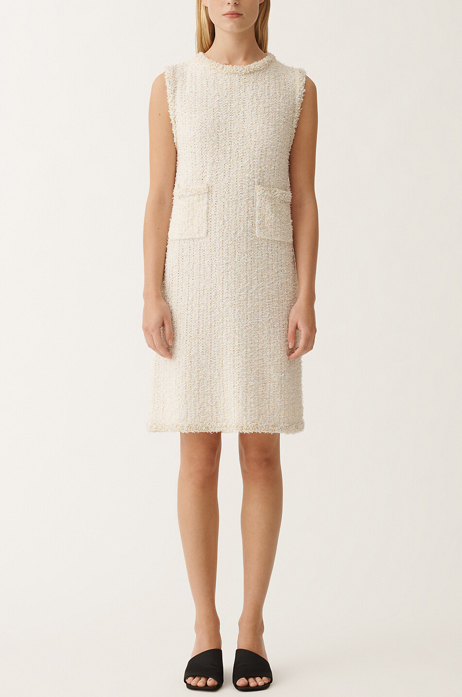 FABIANA FILIPPI Glittering tweed knit sleeveless sheath dress Women WHITE 2