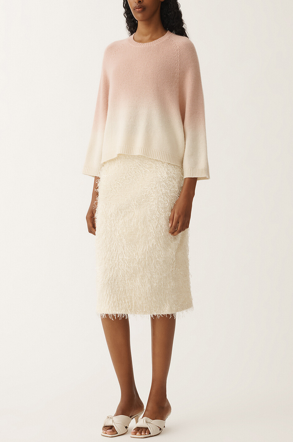 FABIANA FILIPPI Pull boxy à dégradé de couleur en fil Platinum Femme ROSE CLAIR 5