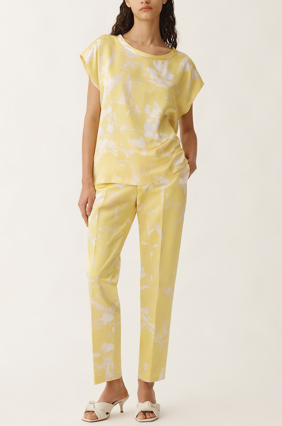 FABIANA FILIPPI Tilia short-sleeved satin top Women YELLOW 3