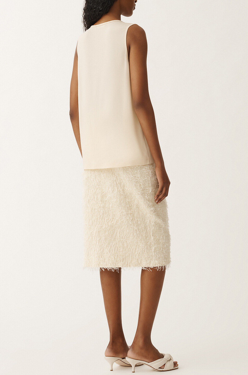 FABIANA FILIPPI Top sans manches à col V en crêpe Filo Diamanté Femme JAUNE CLAIR 4