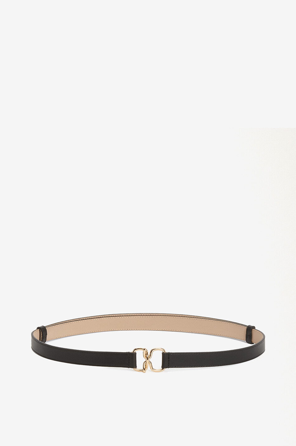 Slim smooth leather belt with crossover buckle - 20 mm