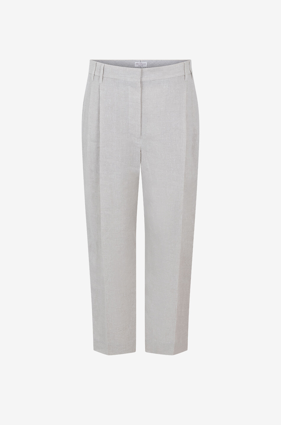 BRUNELLO CUCINELLI Pantalon à pinces en toile de lin Slouchy Sparkling Femme BEIGE 1