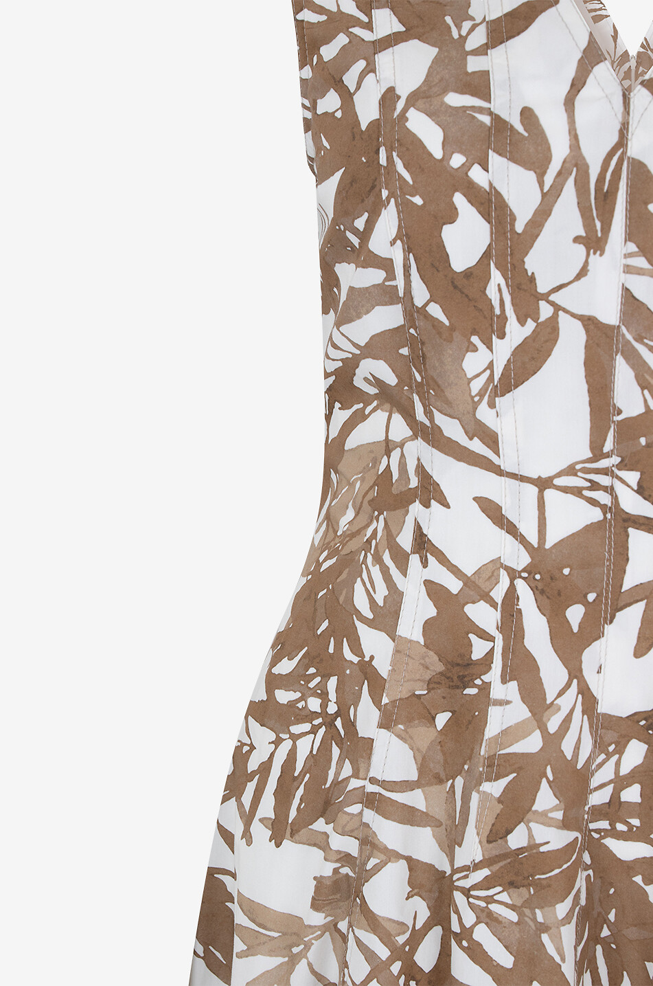 BRUNELLO CUCINELLI Langes ärmelloses Popelinekleid mit Blattwerkprint Damen BUNT 3