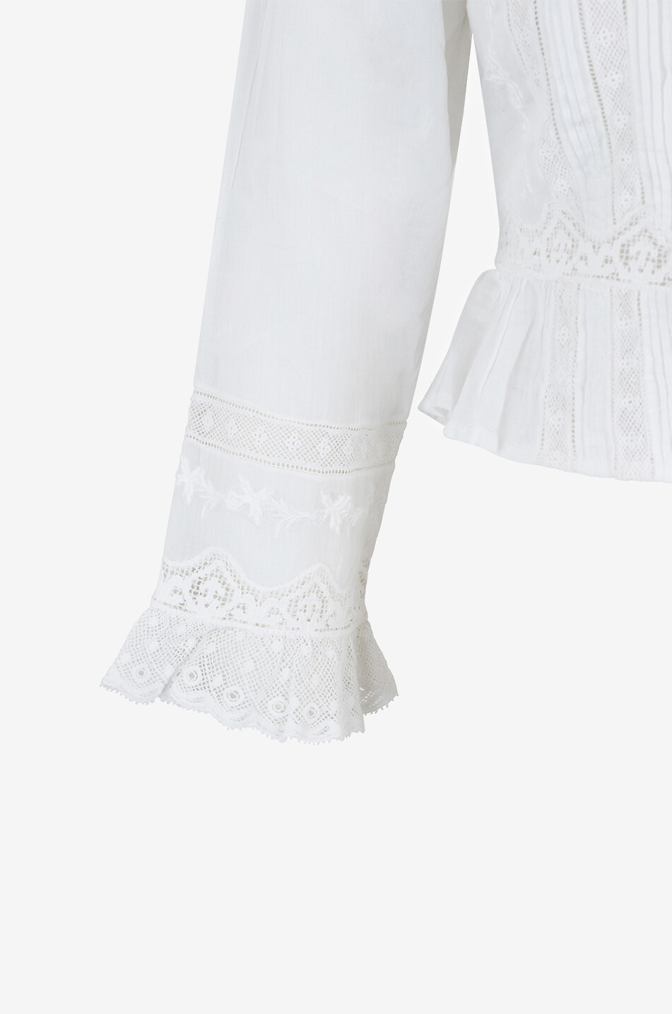 DÔEN Top en voile brodé et dentelle Eldoris Femme BLANC CASSE 3