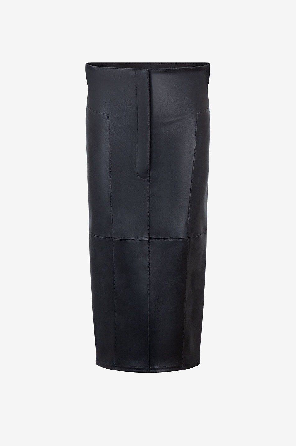 Jupe crayon en cuir à taille repliée