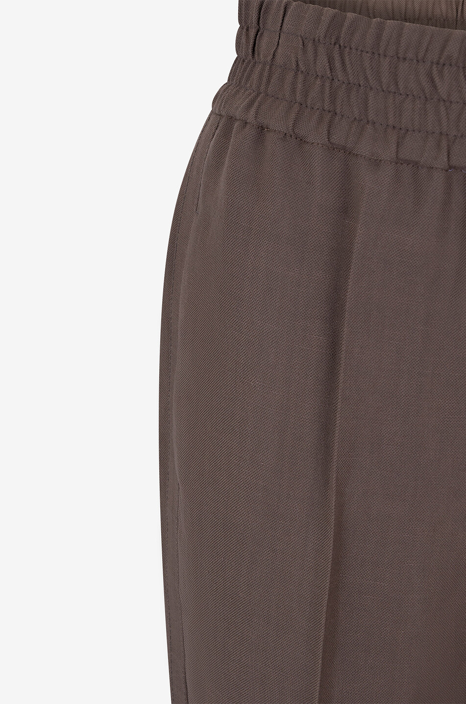 BRUNELLO CUCINELLI Baggy pull-up trousers in viscose and linen twill Women DARK BROWN 3