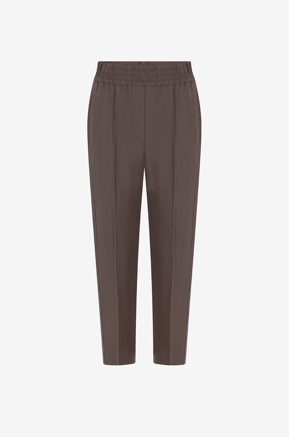 Baggy pull-up trousers in viscose and linen twill