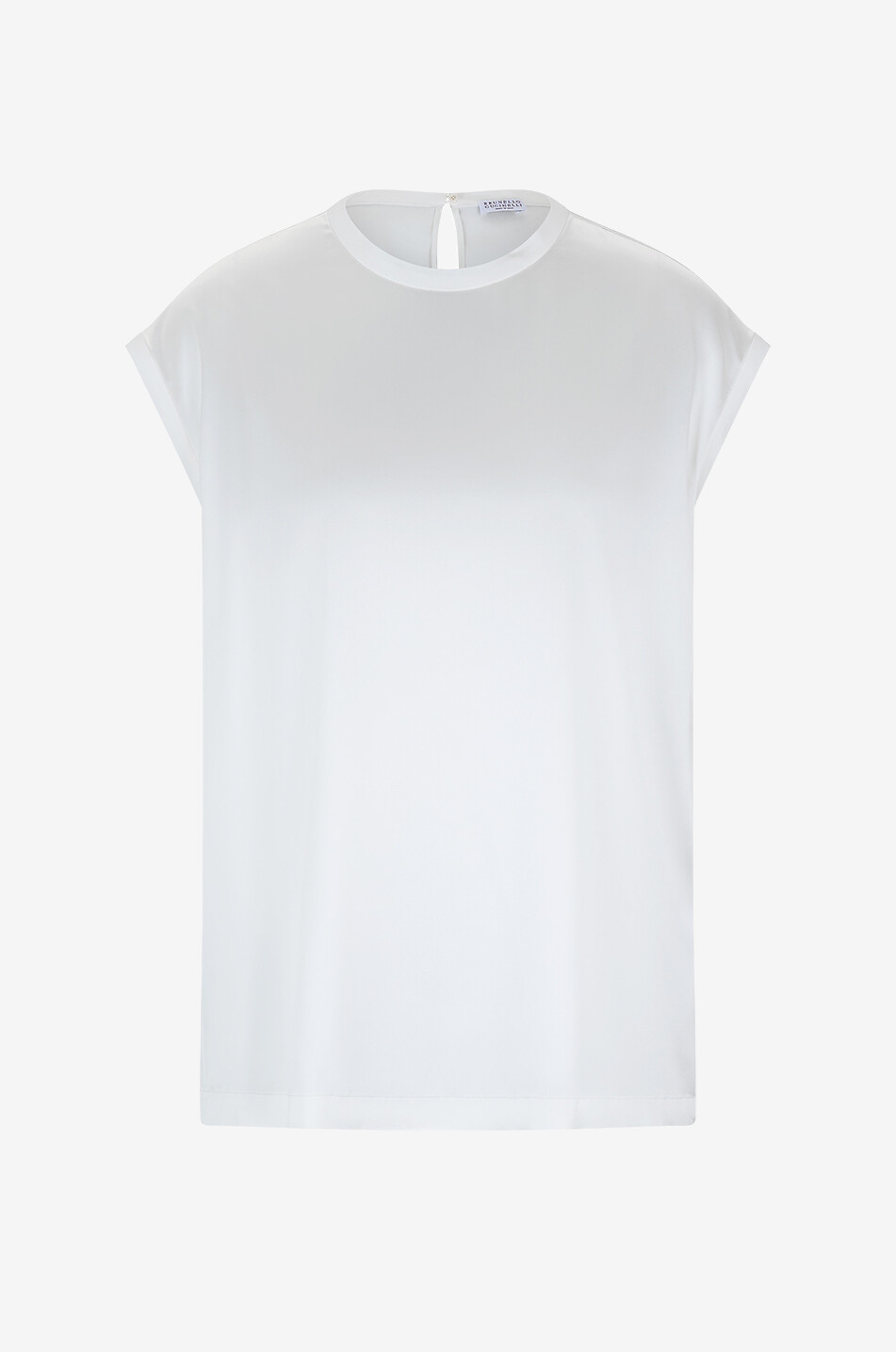 BRUNELLO CUCINELLI Top sans manches en satin de soie stretch détail Monile Femme BLANC CASSE 1
