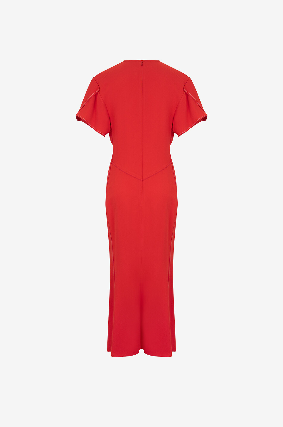 VICTORIA BECKHAM Gathered V-Neck crepe midi dress Women RED 2