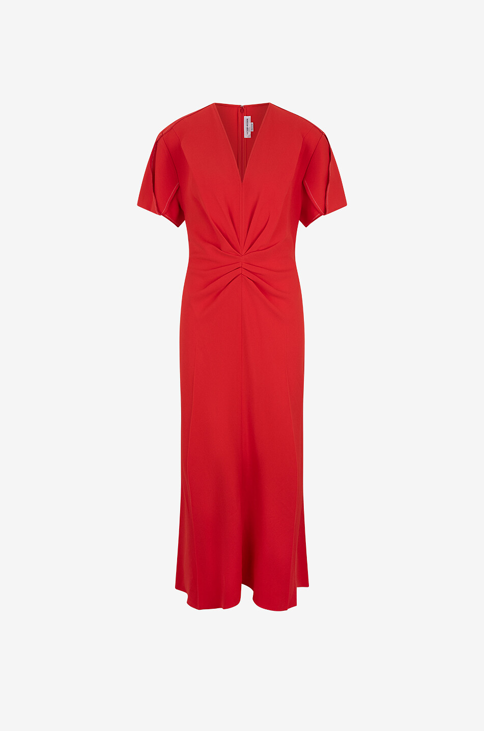 VICTORIA BECKHAM Gathered V-Neck crepe midi dress Women RED 1