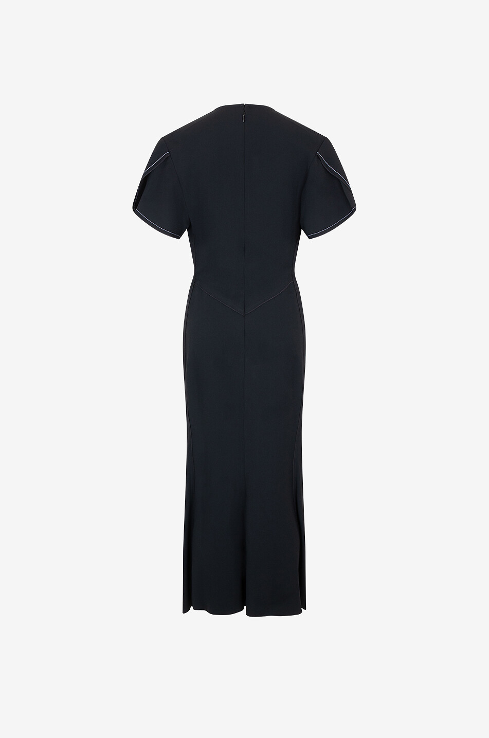 VICTORIA BECKHAM Robe midi en crêpe Gathered V-Neck Femme NOIR 2