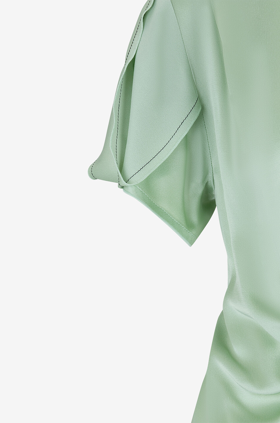 VICTORIA BECKHAM Gathered V-Neck satin midi dress Women LIGHT GREEN 7