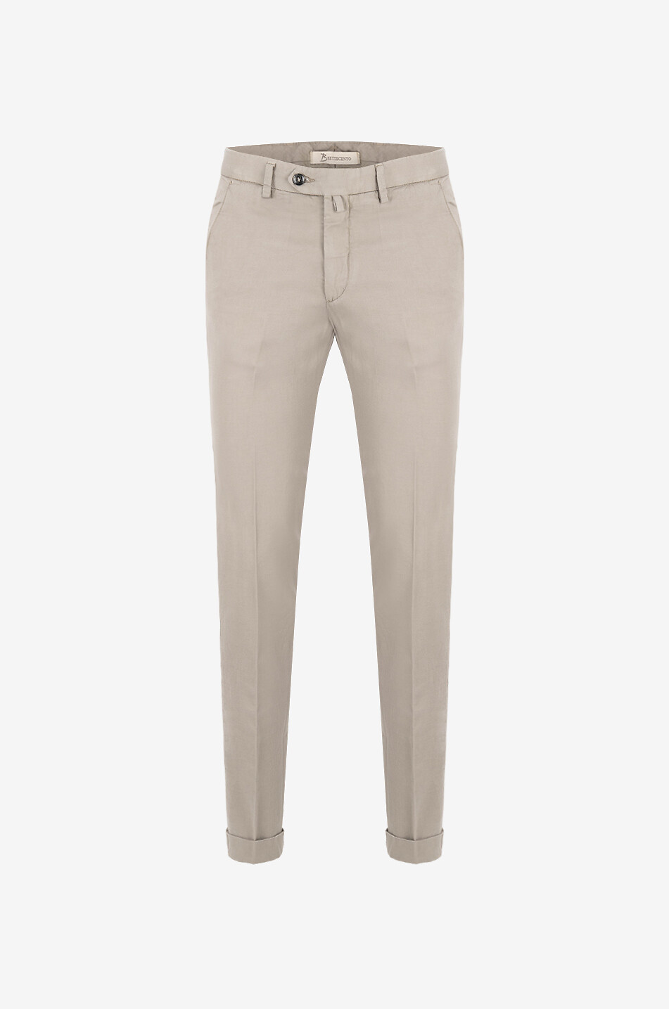 Pantalon chino slim en sergé de coton et lin