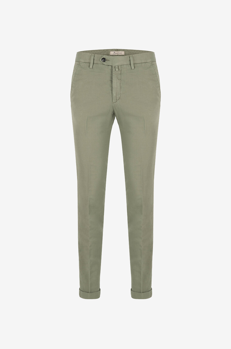 B SETTECENTO Pantalon chino slim en sergé de coton et lin Homme VERT CLAIR 1