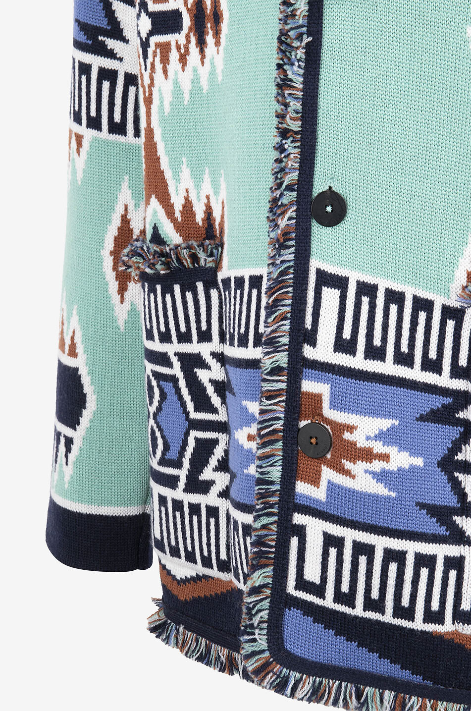 Geometric Roots virgin wool jacquard cardigan
