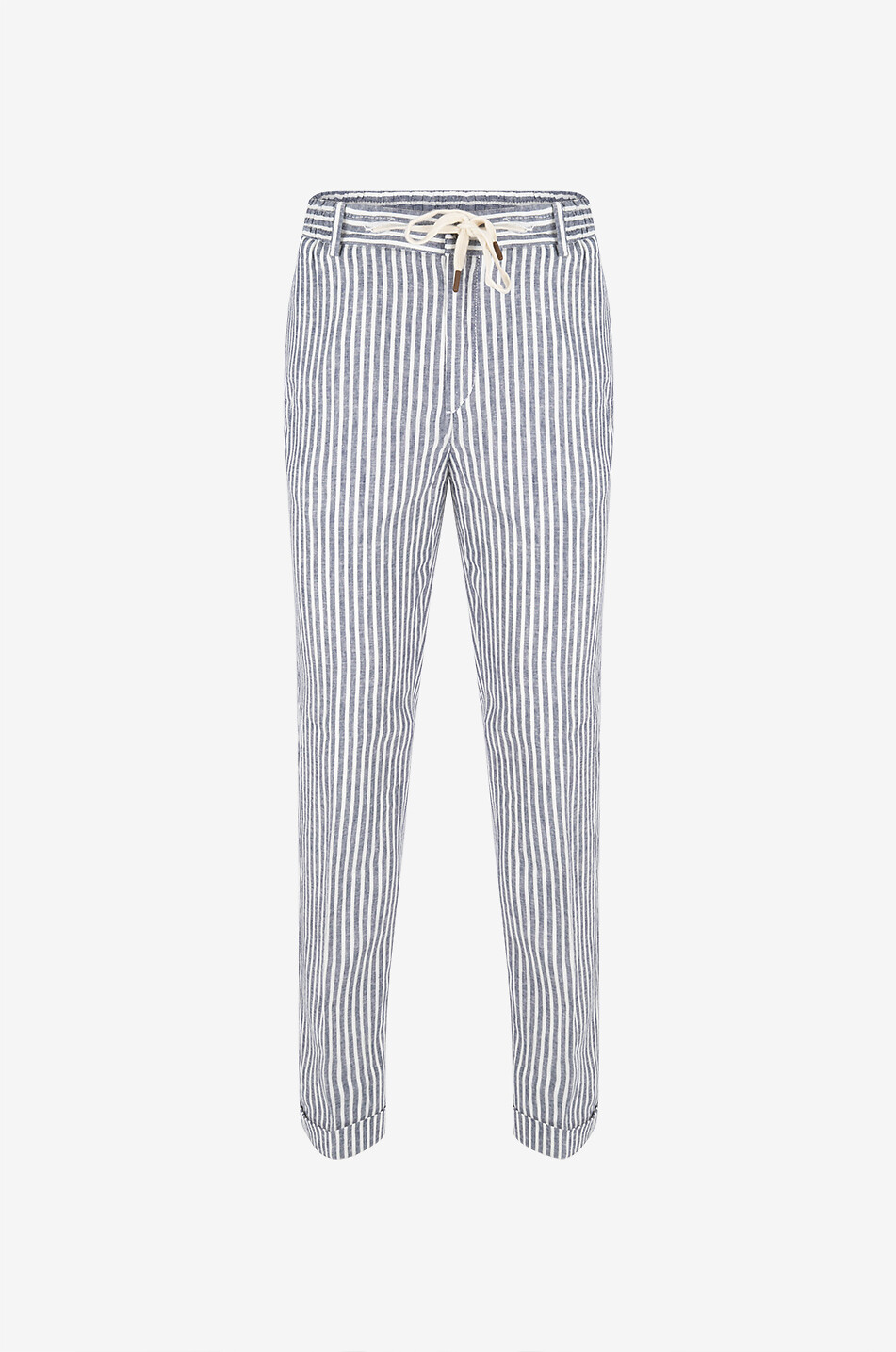 B SETTECENTO Pantalon à rayures bicolores en lin Homme BLEU FONCE 1