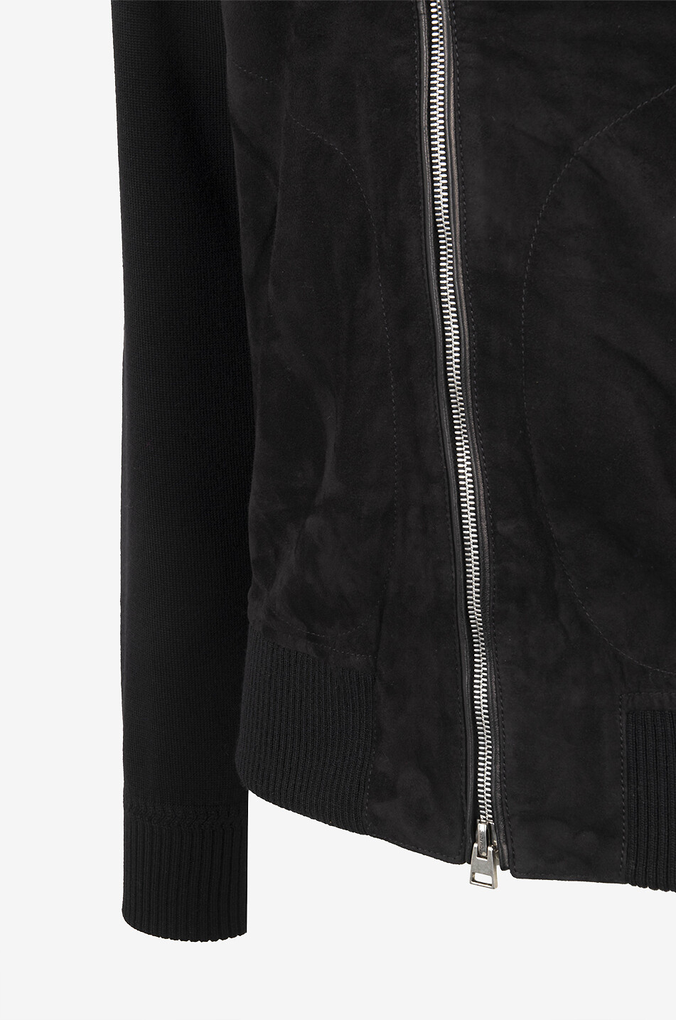 TOM FORD Wool and suede full-zip cardigan Men BLACK 3