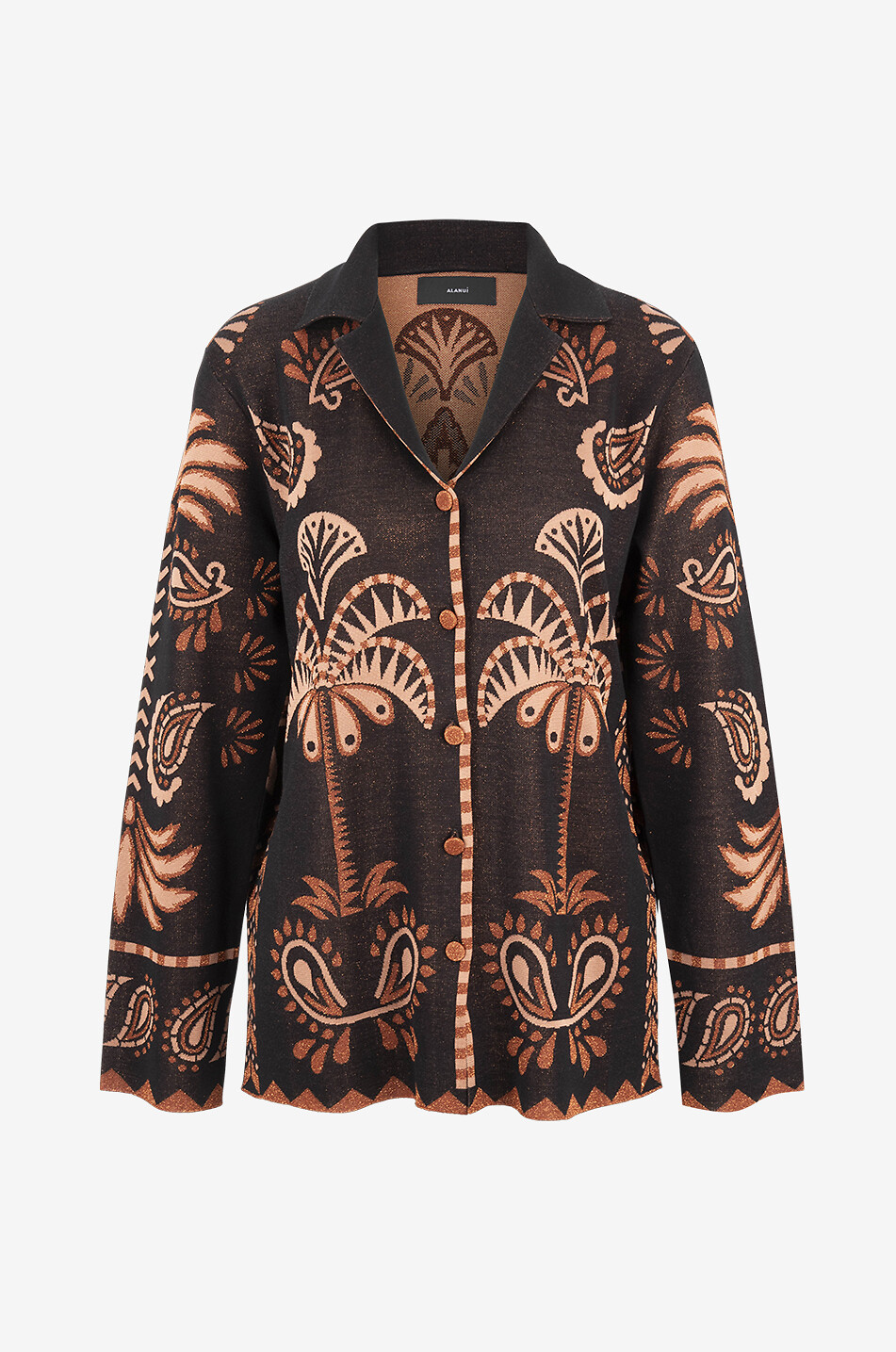 ALANUI Veste chemise en maille jacquard scintillant Wild Wonder Foulard Femme MARRON 1