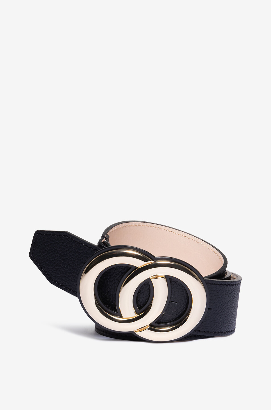BERTHILLE Big cow leather belt - 40 mm Women BLACK 1
