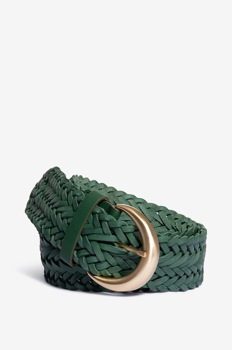 BONGENIE Flechtgürtel aus Leder - 50 mm Damen GRÜN 1