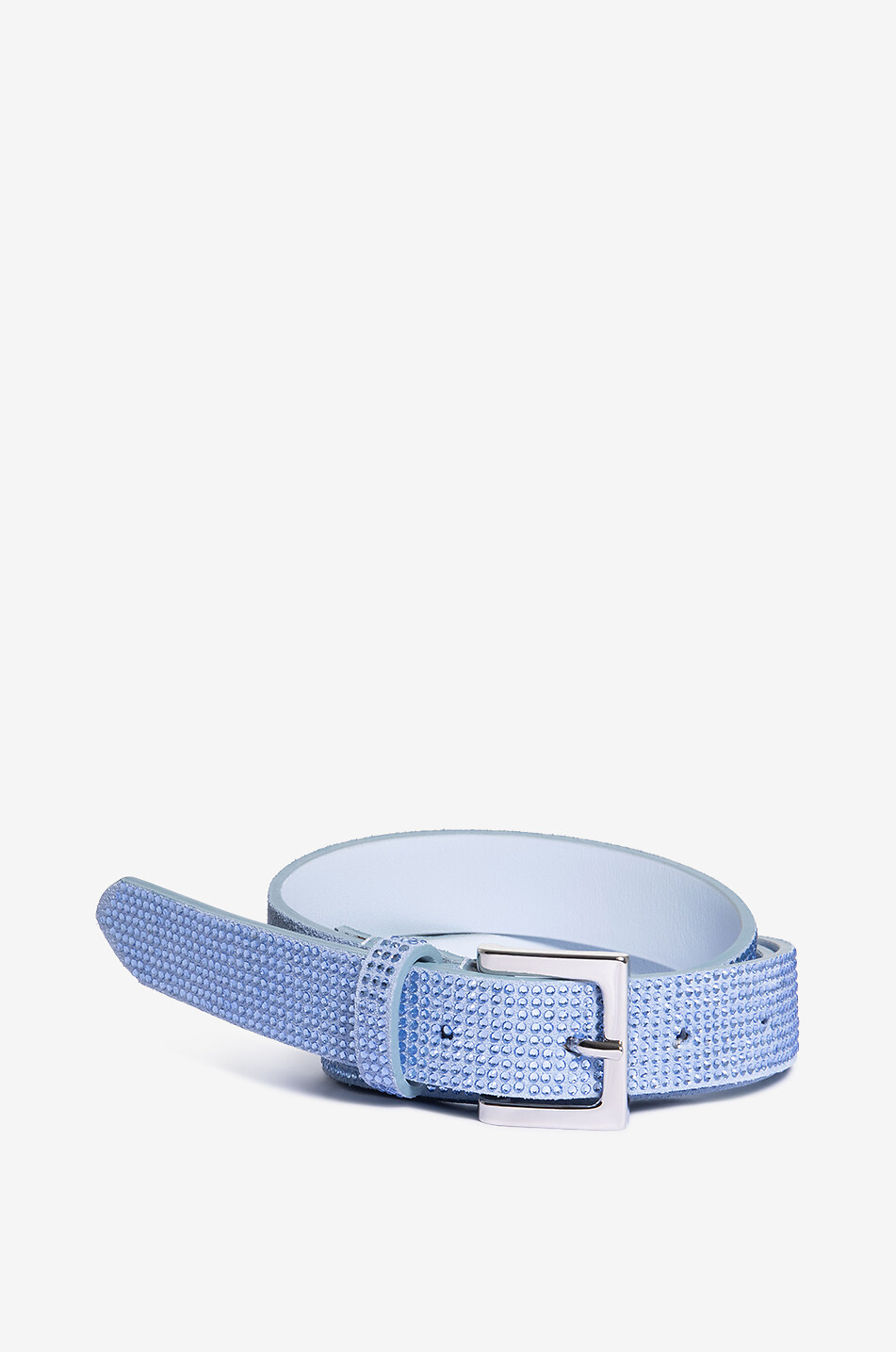 BONGENIE Crystal-embellished leather belt - 23 mm Women LIGHT BLUE 1