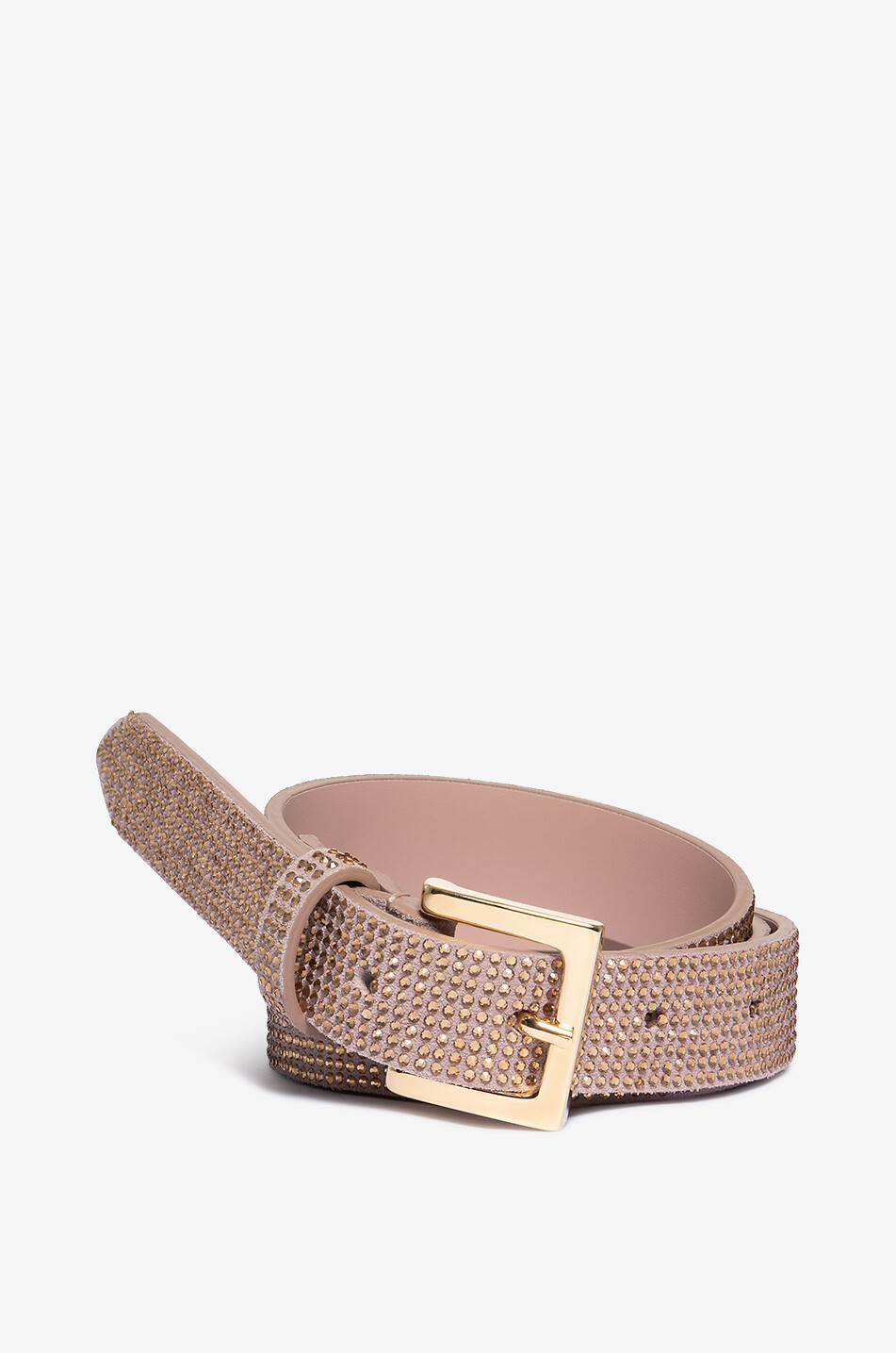 Crystal-embellished leather belt - 23 mm