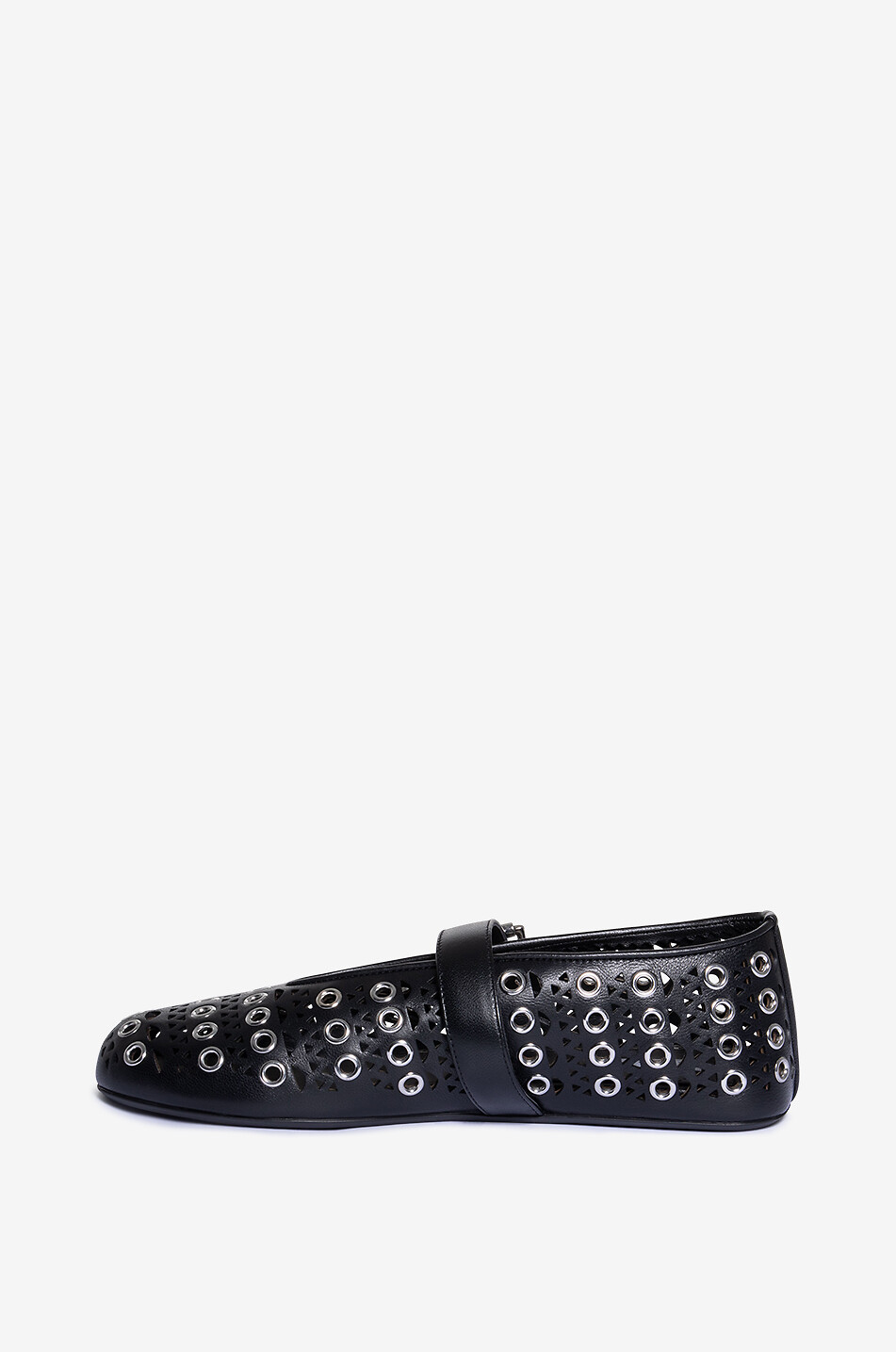 ALAÏA Vienne perforated leather ballet flats with eyelets Women BLACK 3