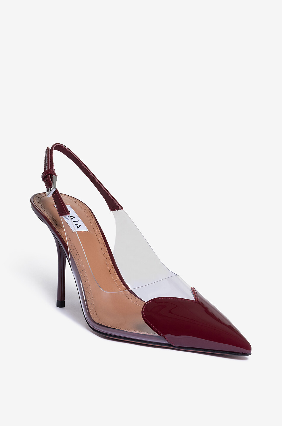 Le Coeur 90 plexiglass and patent leather slingback pumps
